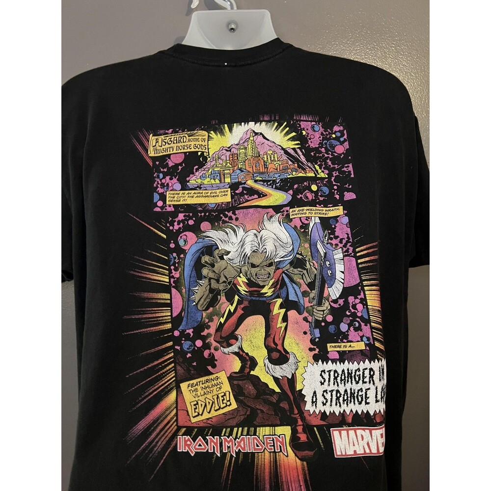 Iron Maiden Shirt Mens 2XL Black Stranger In A Strange Land Marvel Comic Tee